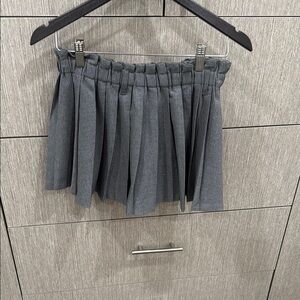 Gray Pleated Mini Skirt